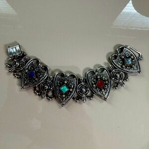 Vintage Victorian Revival Silver Tone Bracelet